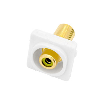 RCA Yellow Female Recessed to F Type Female Wall Plate Insert