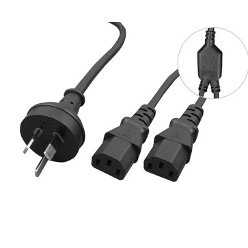 IEC C13 Appliance Mains Power Lead 10A 3 Pin Y-Cable 2m