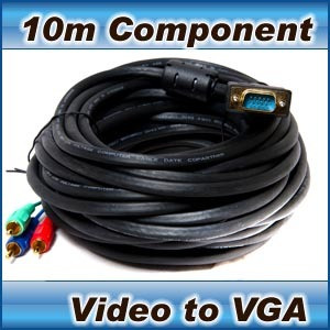 Component Video (3 RCA) to VGA cable- laptop tv pc 10m