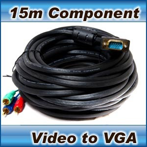 Component Video (3 RCA) to VGA cable- laptop tv pc 15m