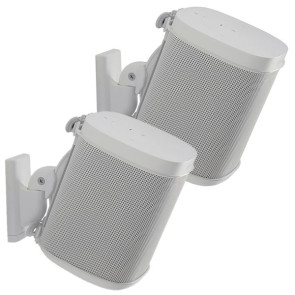 Sanus Wireless Speaker Swivel and Tilt Wall Mounts designed for Sonos ONE. Play:1, and Play:3 White Pair WSWM22-W2