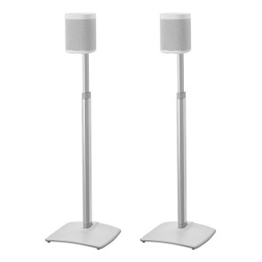 Sanus Adjustable Height Wireless Speaker Stands designed for SONOS ONE, Play:1, and Play:3 White Pair WSSA2 -W2